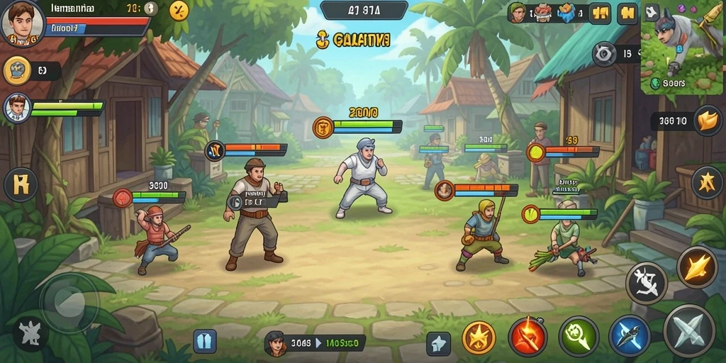 Screenshot menampilkan karakter utama dalam misi pertarungan.